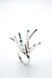 Blue Seaweed Silver Ring 
