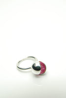 Pink Globe Silver Ring 