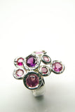 Sea of Pink Rubies Silver Ring 