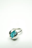 Bright Blue Silver Ball Ring 
