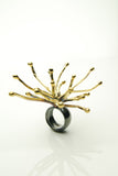 Seaweed Gold Plated Silver Ring 