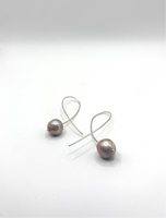 Round Purple Pearl Earrings