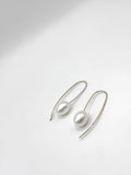 Gold Earrings with Oval White Pearl