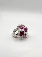 Pink and Red Silver Hraun Ring