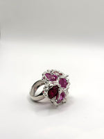 Pink and Red Silver Hraun Ring