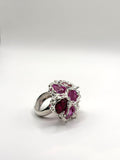 Pink and Red Silver Hraun Ring