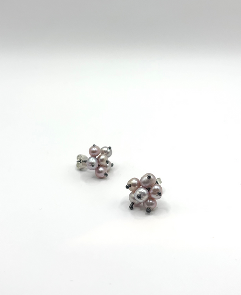 Pearl Flower Purple Earrings