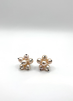 Oxidised Silver and White Pearl Earrings