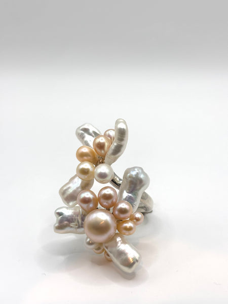 Perla Twist Silver Ring