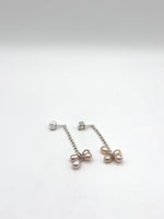 Long Pink Pearl Earrings