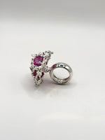 Pink and Red Silver Hraun Ring