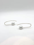 Gold Earrings with Oval White Pearl