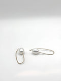 Gold Earrings with Oval White Pearl