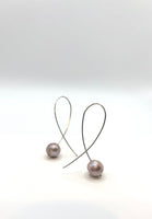 Round Purple Pearl Earrings