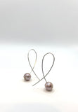 Round Purple Pearl Earrings