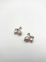 Oxidised Silver and Purple Pearl Earrings