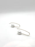 Gold Earrings with Oval White Pearl