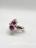 Pink and Red Silver Hraun Ring