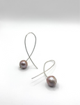 Round Purple Pearl Earrings