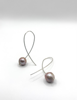 Round Purple Pearl Earrings