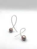 Round Purple Pearl Earrings