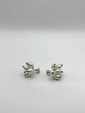 Oxidised Silver and White Pearl Earrings