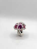 Pink and Red Silver Hraun Ring