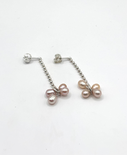Long Pink Pearl Earrings