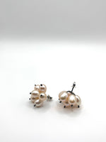 Oxidised Silver and White Pearl Earrings