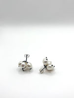 Oxidised Silver and White Pearl Earrings