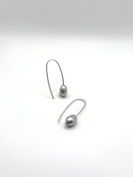Oval Grey Pearl Earrings