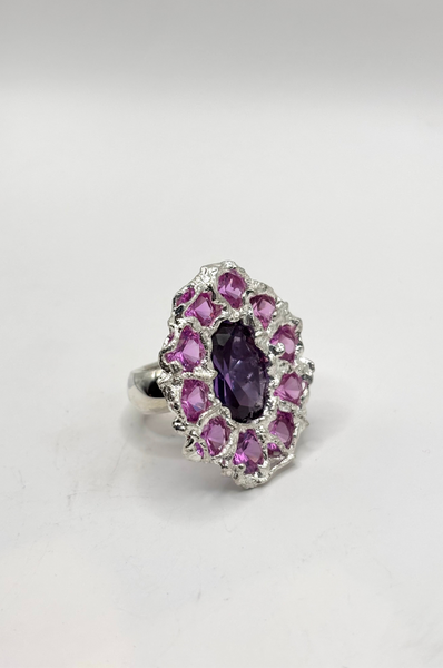 Purple and Pink Round Hraun Ring