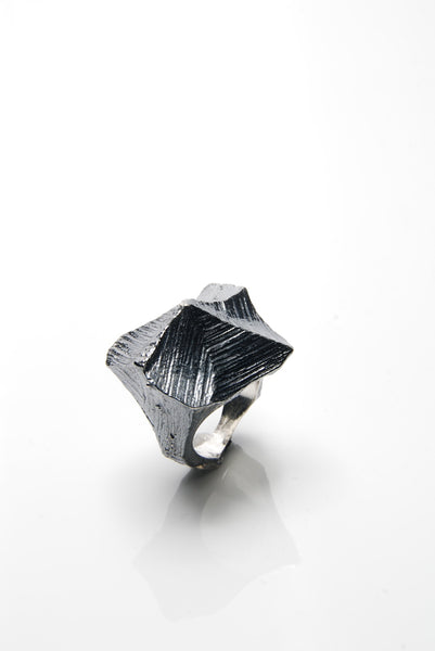 Black Apex Silver Ring 