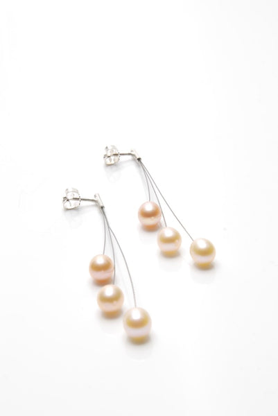 Long Golden Pearls Earrings 