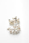 White Pearls Silver Hoops Earrings 