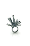 Black Explosion Silver Ring 
