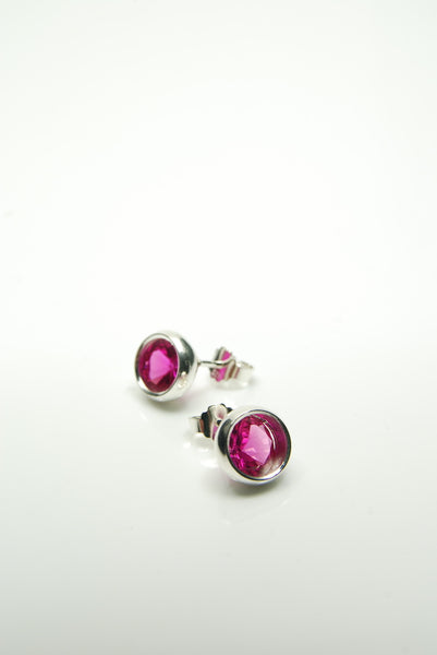 Laus Dark Pink Ruby Earrings