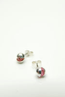 Pink Ball Silver Earrings