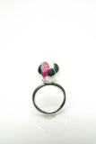 Pink Globe Silver Ring 