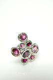 Sea of Pink Rubies Silver Ring