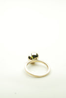 Gold Globe Ring with Green Peridot 