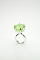 Orr silver ring with a green zircon