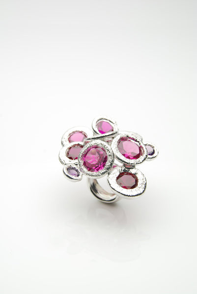 Pink Rubies Silver Ring